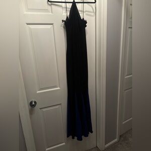 Black and Blue Halter Maxi Dress with Sparkle